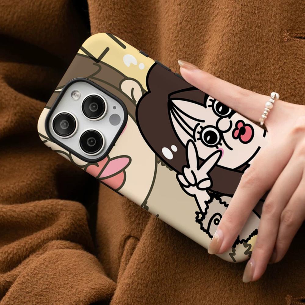 Cartoon Cute Bbang Bbang Phone Case For IPhone 16 15 14 13 12 11 Pro Max Plus Samsung S24 S23 Ultra Glossy HD Hard PC Cover