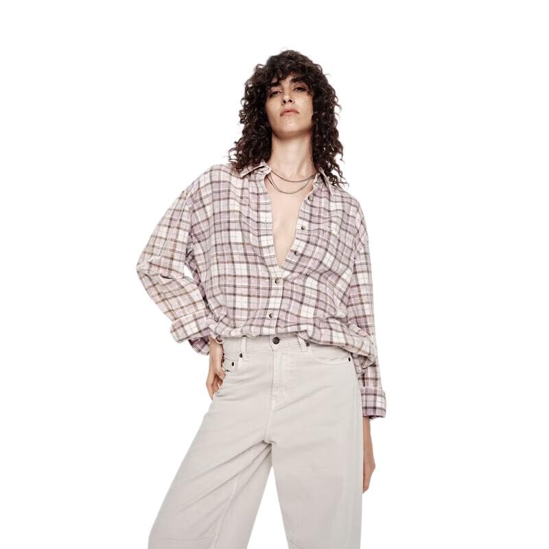 MO&Co. Vintage Washed Plaid Cotton Shirt