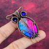 Rainbow Solar Quartz Druzy Pendant Owl Pendant Copper Wire Wrapped Blue Evil Eye Pendant