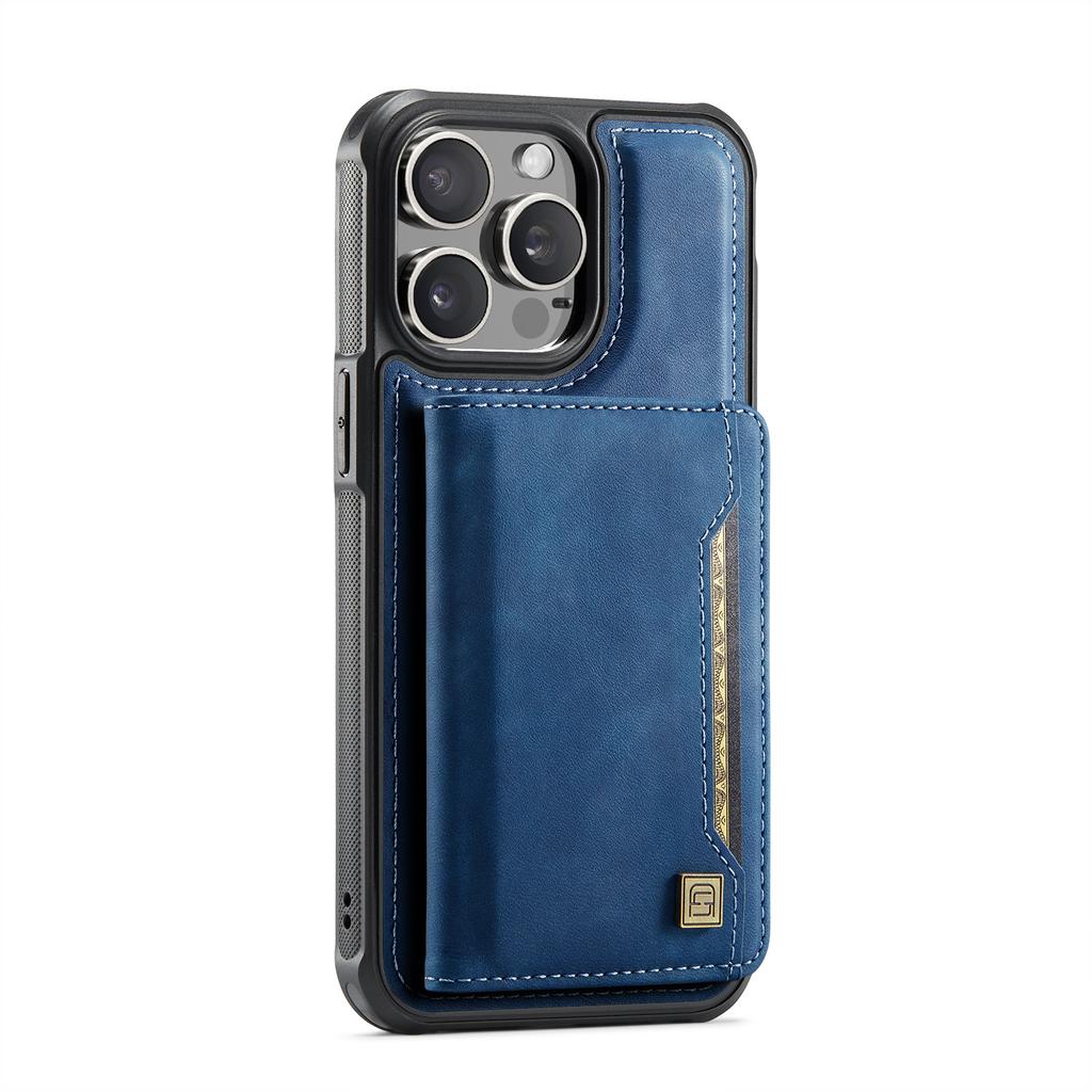 For iPhone 14 Pro Max Case AUTSPACE A13 Vintage Leather Back Cover with Magnetic Detachable Card Bag