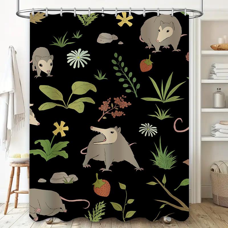 Nature-inspired shower curtain featuring playful animals waterproof bathroom decor for your home
