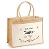 Beach Bag - PLANETEE - Jute with 'Top Heart' Pocket - Cotton - 43 X 33 Cm - Multicoloured