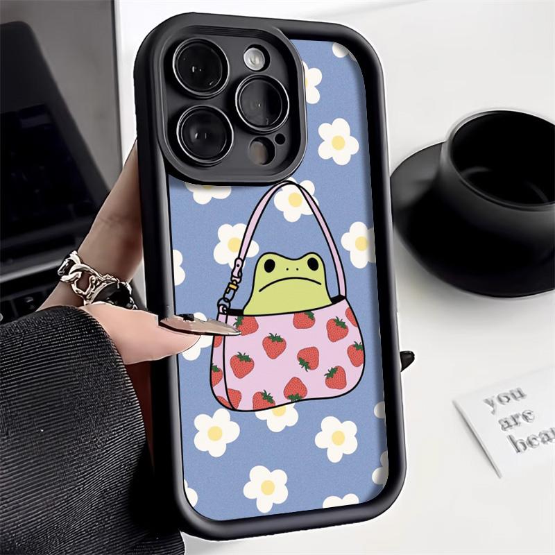 Cartoon Cute Frog Phone Case For iPhone 15 Pro Case funda iPhone 11 13 12 14 16 Pro Max XR XS X 7 8 Plus SE Soft Cover Bumper