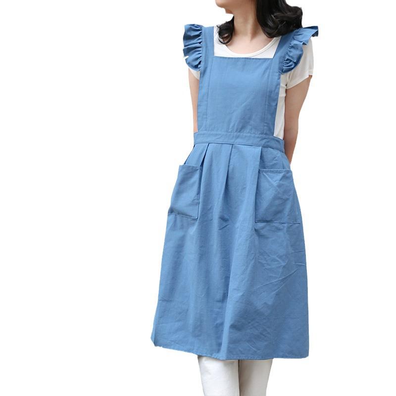 Korean Style Puff Sleeve Ruffle Apron - Artistic, Girly, Stain-Proof for Coffee Shop, Garden, Bakery, Kitchen.