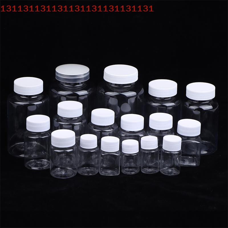15-500ML Transparent Plastic Bottle Wide Mouth Medicine Bottle With Screw Lid Seal Vials Liquid Reagent Container Food Grade