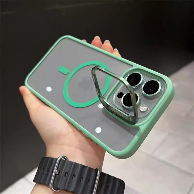 For iPhone 16 Pro Max Luxury Magsafe Magnetic Lens Holder Stand Phone Case For iPhone 11 12 13 14 15 Plus 16E Protective Cover