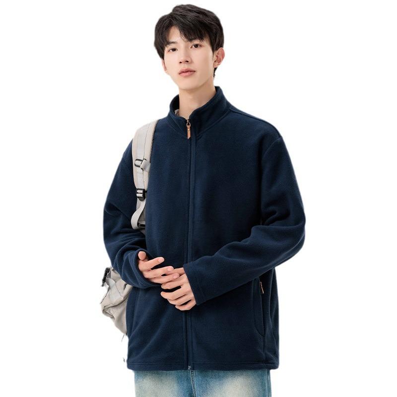 Fleece Jacket Boys Autumn and Winter Cotton-padded Clothes Trendy Handsome Top Winter Baseball Clothes Lamb Wool Men's Jacket