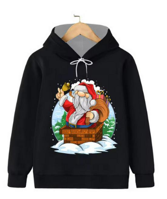 2025 Loose Fit Outdoor Sports Hoodie with 3D Santa Claus Christmas Print