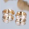 Cute Female Pink Enamel Flower Hoop Earrings Fashion Gold Color Wedding Jewelry For Women