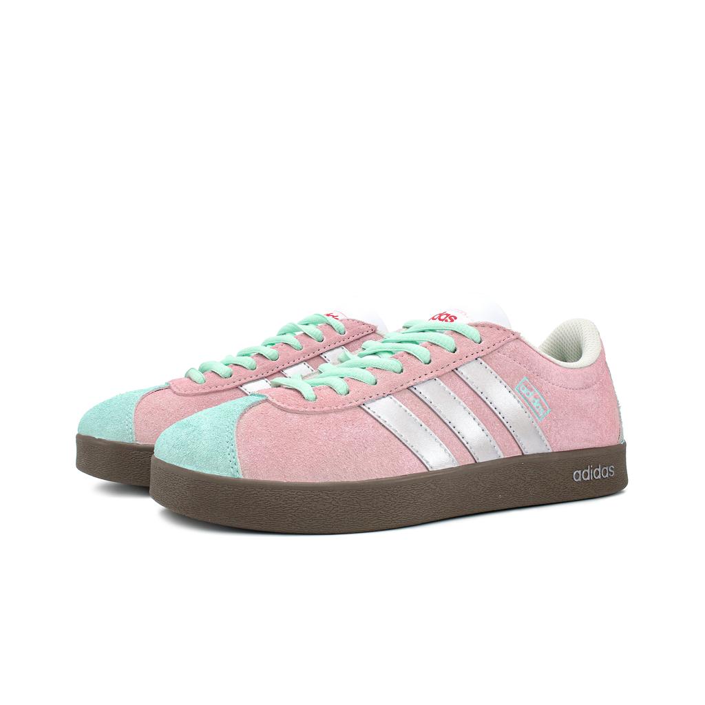 Adidas VL COURT 2.0 Dream Mirror Garden Wear resistant And Lightweight Low top Skateboard Shoes Pink Green Silver HQ1802(Team629-)