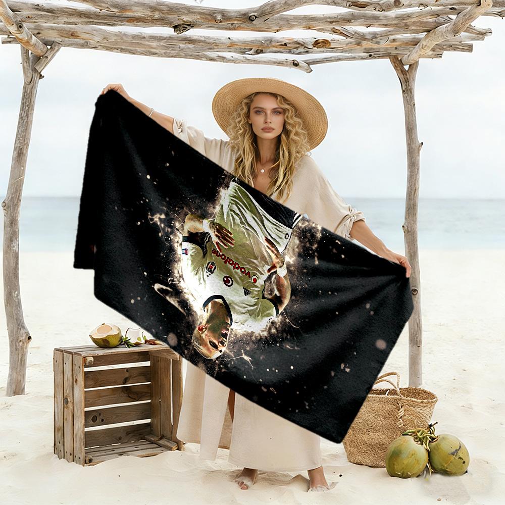 Soccer Player Action Beach Towel Super Soft Microfiber Quickdry Fabric Comfortable Lightweight
