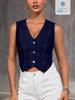 Women's V-neck Denim Vest Top - European & American Style