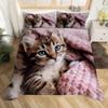 Cute Cat 3D Printed Bedding Cover Cartoon Animal Style Quilt Cover Set Soft Comfortable Luxury Polyester Duvet Cover Pillowcases