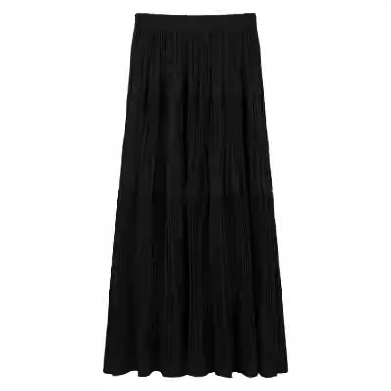 Women Spring and Summer Trend High Waist Pleated Long Skirt Casual Elegant Solid A-line Big Swing Skirt Girl Half Fairy Skirt