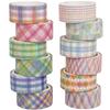 YUBX Masking Tape Plaid Washi Paper Base DIY Gift Decoration 12-Piece Set, Pattern, Tape, Pattern, Craft, Journal, Planner, Scrapbook, Wrapping,
