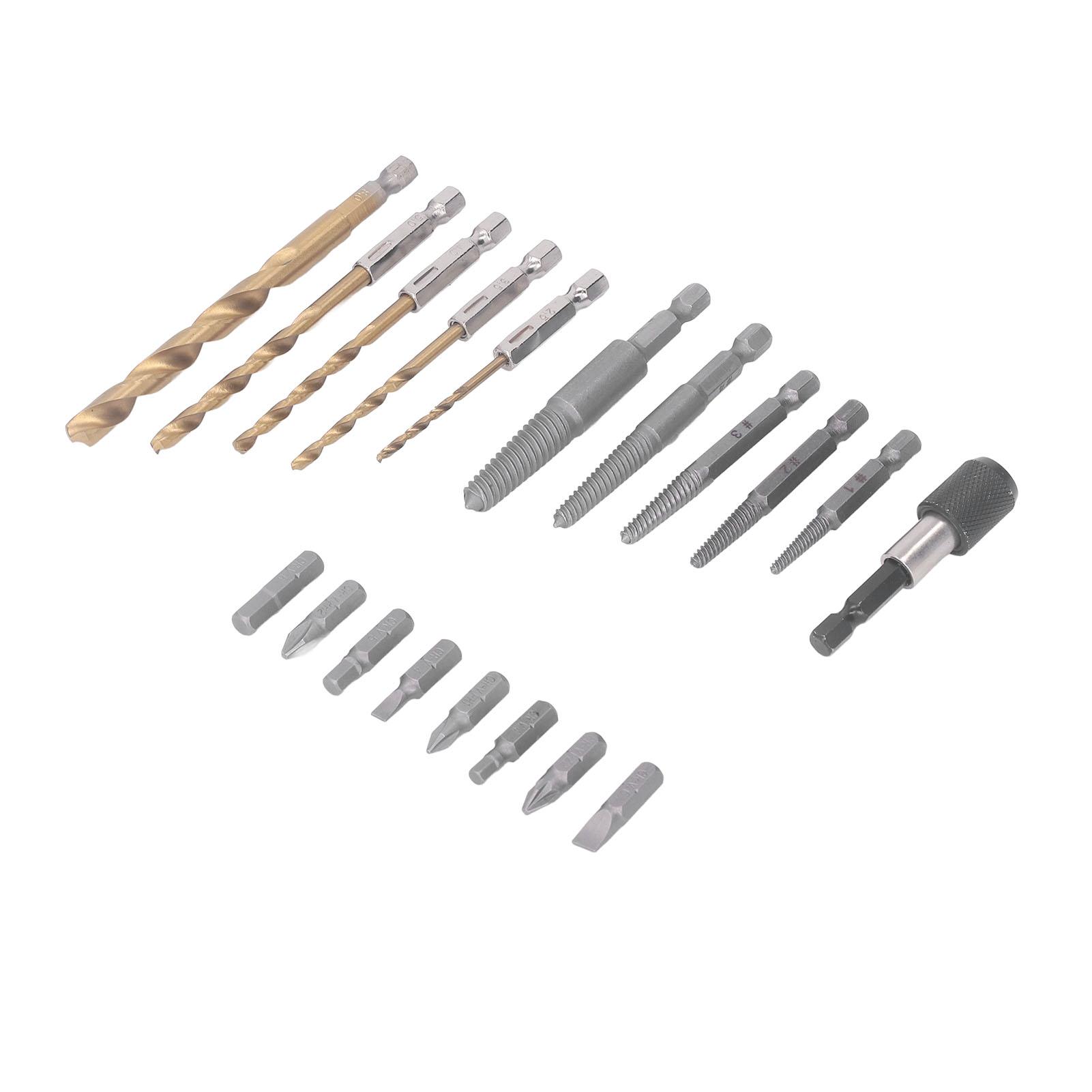 

Screw Extractor Set Damaged Broken Bolt Remover Hex Shank Twist Drills with Screwdriver Bit Kit