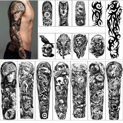 Yajiji 36 Blatt temporäre Tattoo-Aufkleber, 24 Blatt, winziger schwarzer künstlicher Oberkörper, Arm, Brust, Schulter, für Männer und Frauen, 12 Blatt, S-Löwe