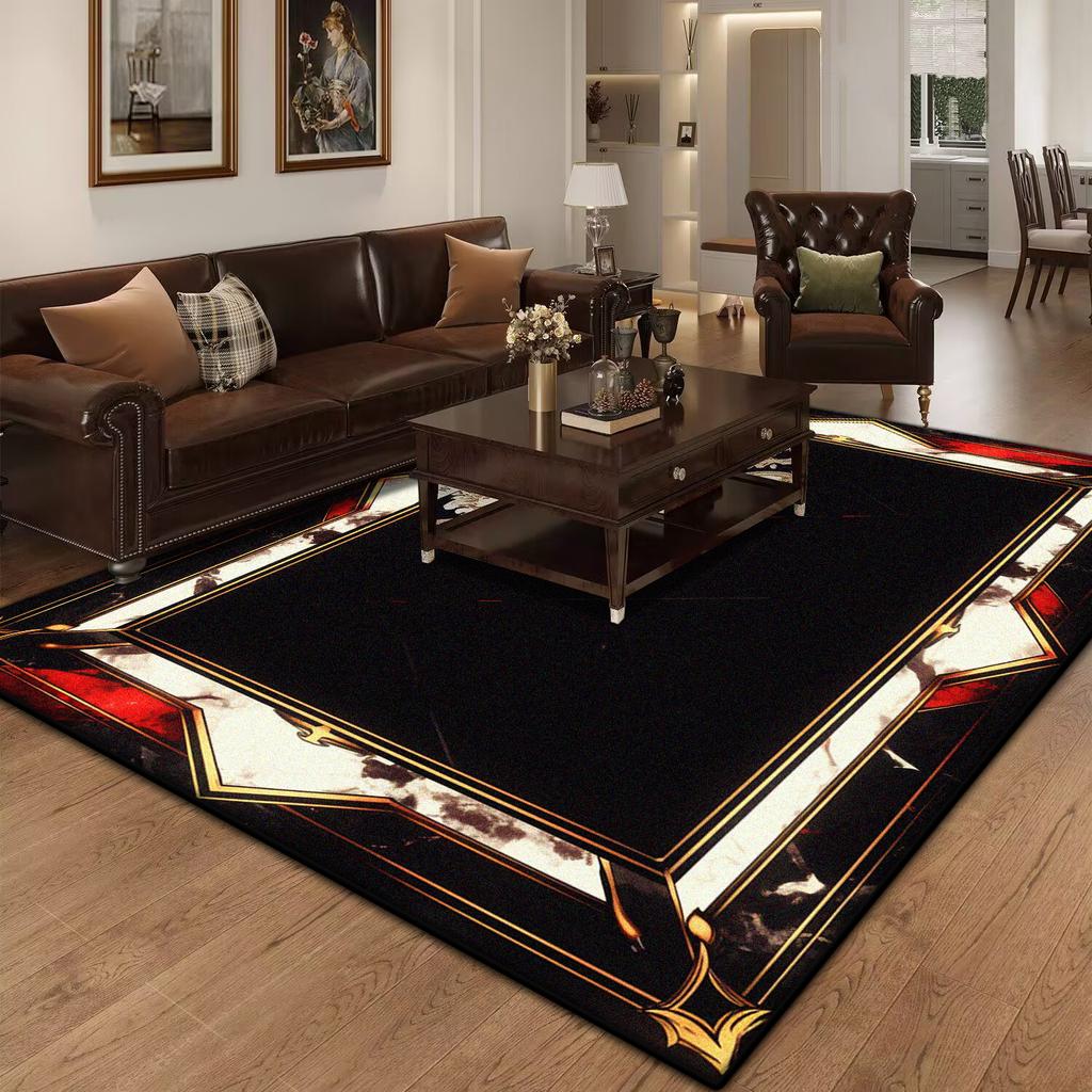 Marble Luxury Carpet for Living Room Decorations Sofa Table Large Area Rugs Black Gold Long Hallway Floor Mat Anti-slip Doormat