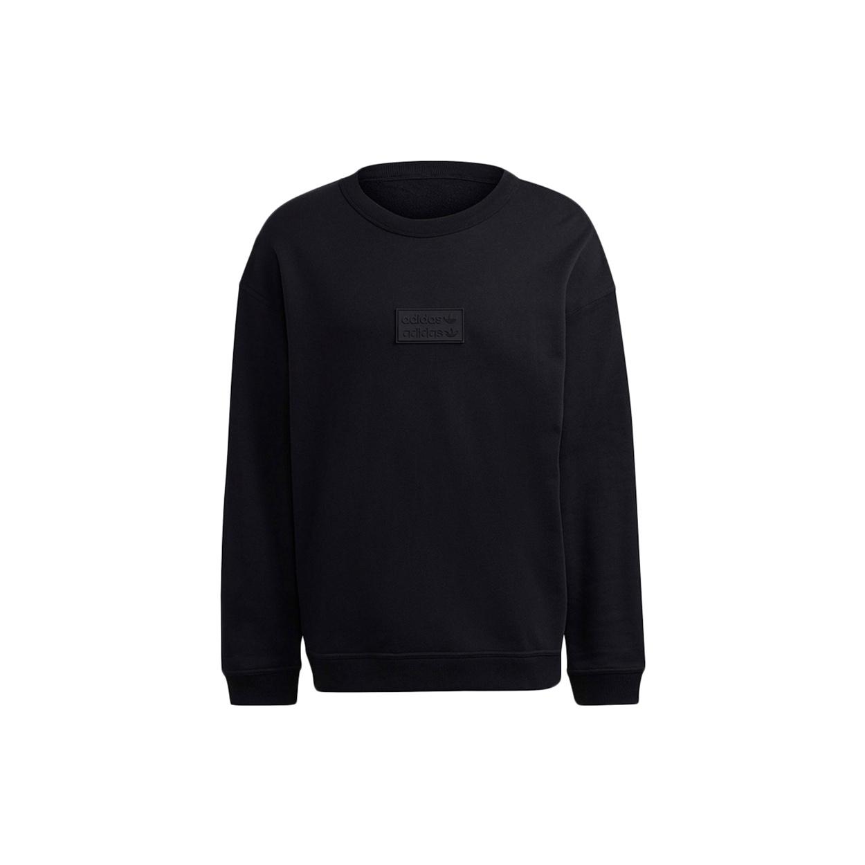 Men s adidas originals Silicon Crew Logo Label Sports Round Neck Pullover Black GN3293 S