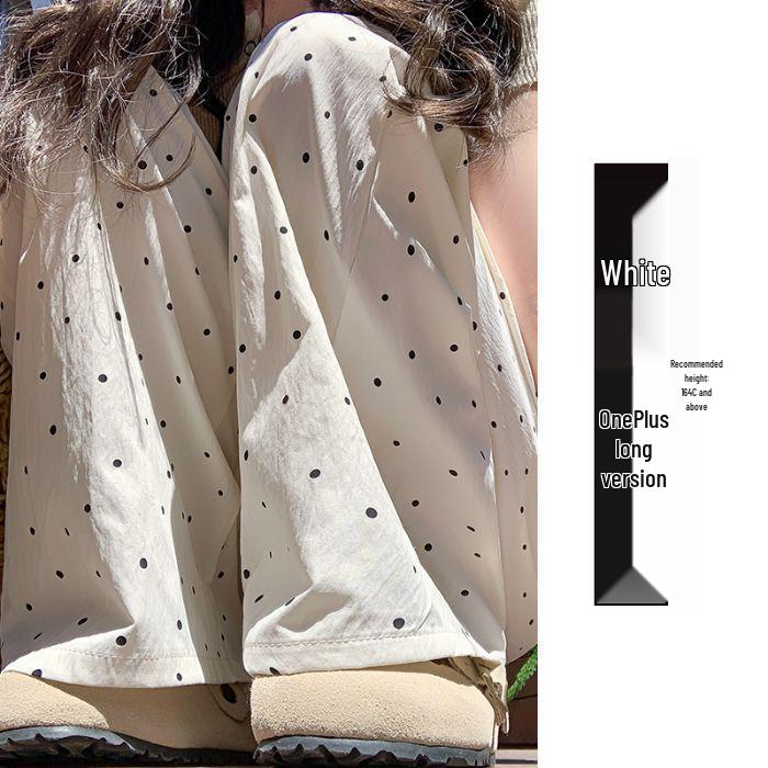 Summer Yamamoto Blue Polka Dot Textured Wide-Leg Ice Silk Pants for Women L