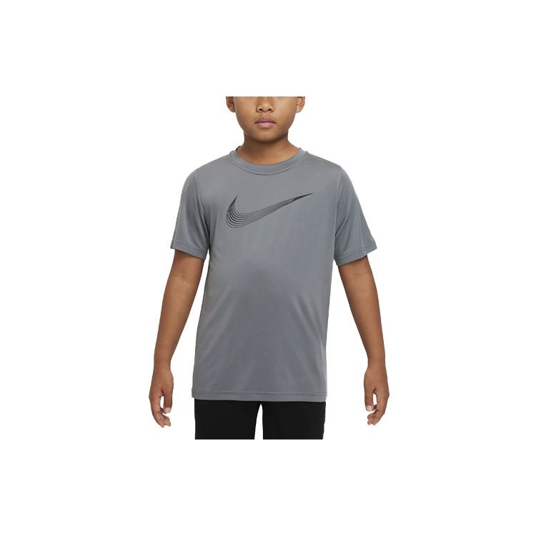 

Nike Dri-Fit Logo Print Crew Neck Training T-Shirt Kids Tops Gray DM8535-084 S