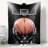 1pc Basketball Player Print Flannel Throw Blanket, suitable for Sofas, Beds, offices, Travel, camping chairs, warm plush blanket