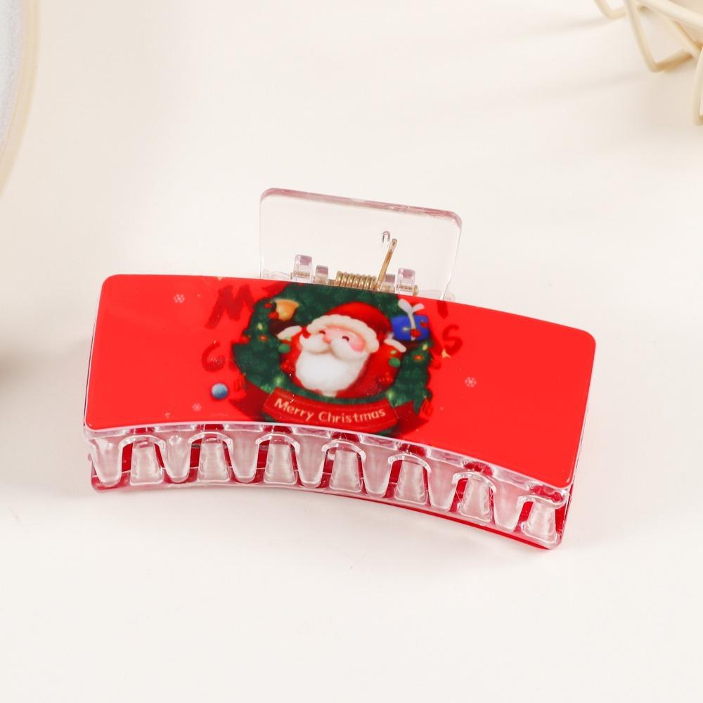 

1pc Cute Festive Christmas Hair Claw Clips Claus Snowflake Prints Acrylic Perfect Hair Accessories Xmas Parties Holiday Styling