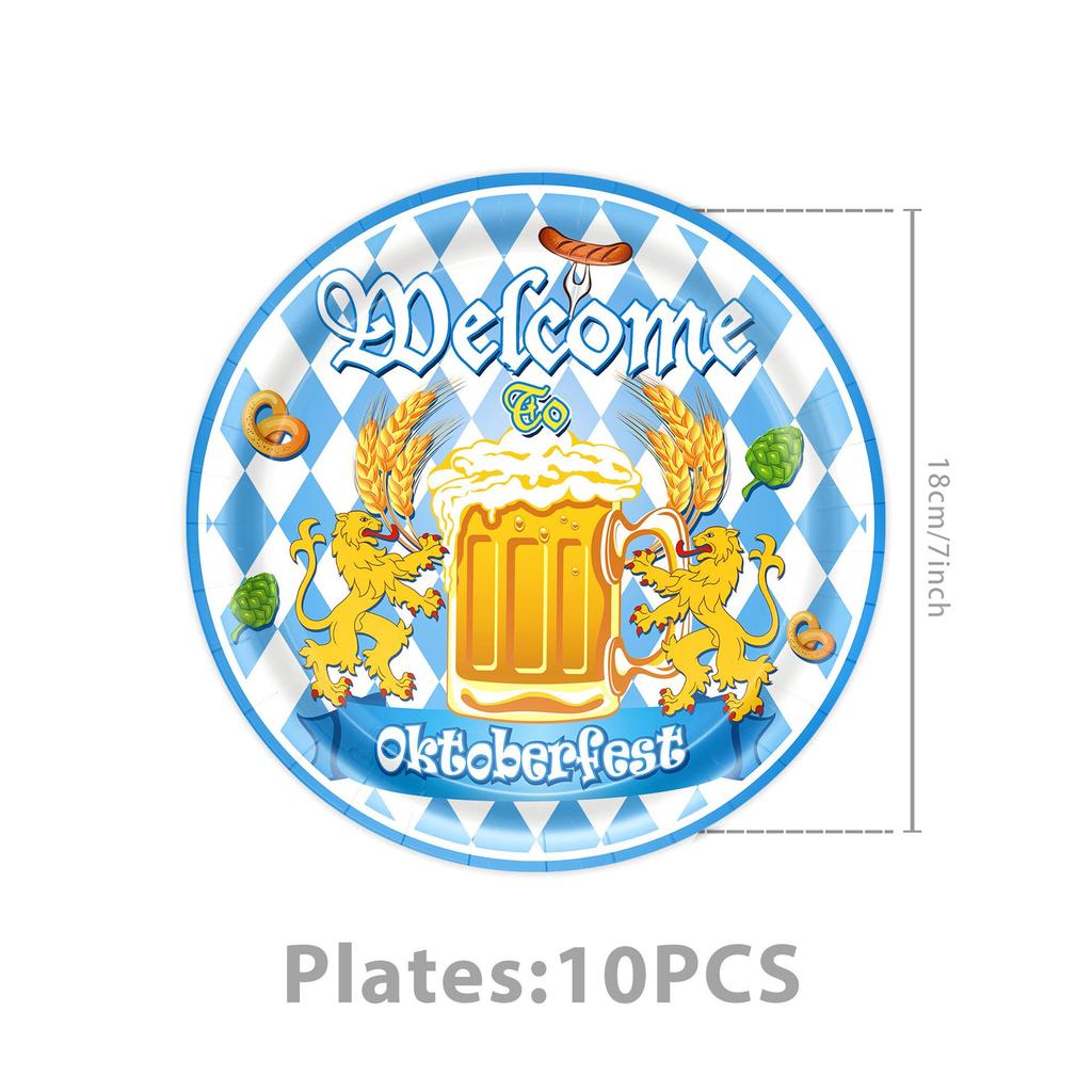 Germany Oktoberfest Party Set: Tableware, Banner, Balloons, Honeycomb Decorations