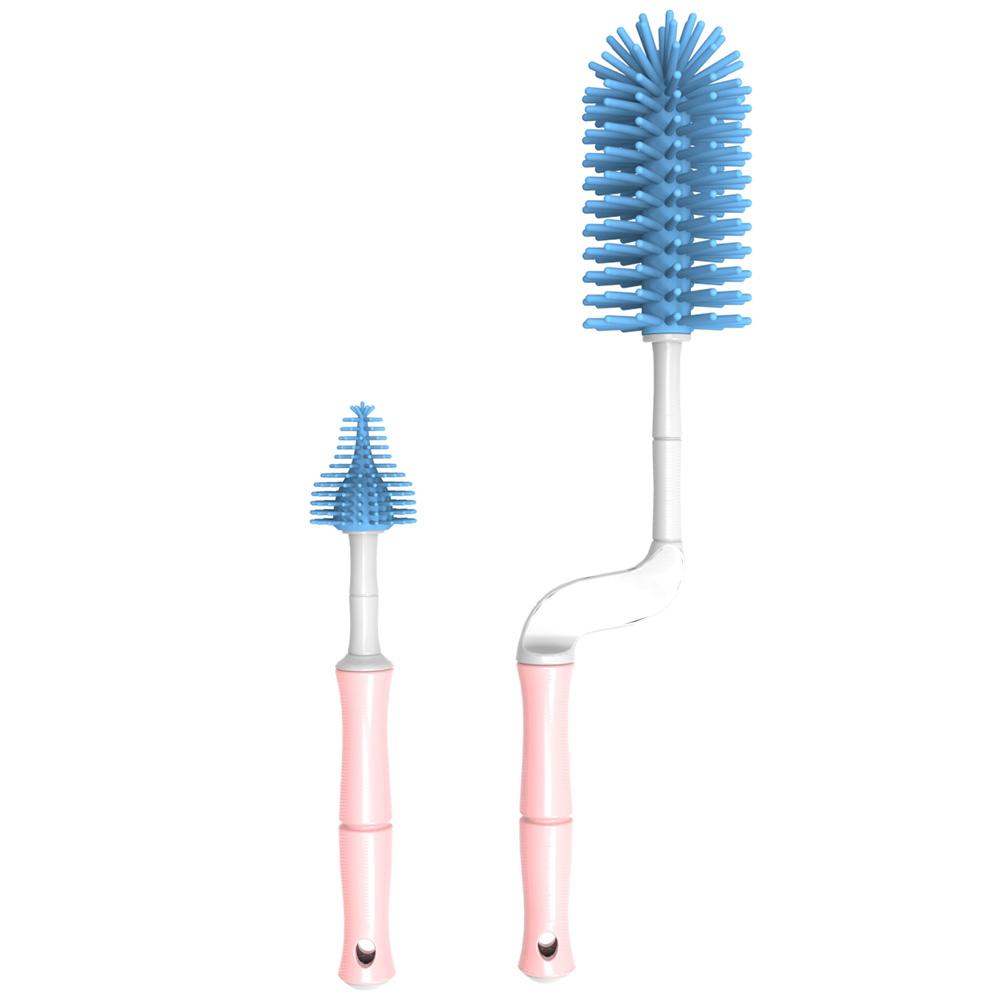 Factory Wholesale Household Easy Cleaning BPA Free Silicone Baby Bottle Brush Set 310*60mm синий