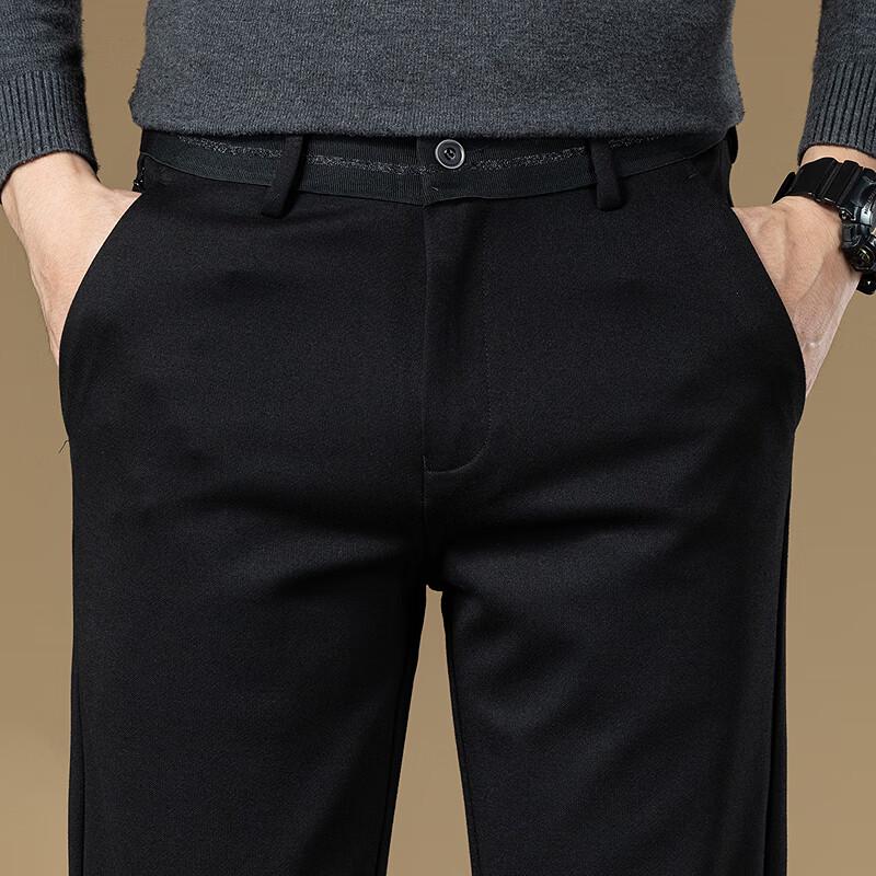 FAPAI Men's Wool Blend Easy Care Straight Leg Casual Pants