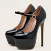 Fashion Sexy Buckle Platform Wedding Round Toe Women's High Heels Super High Heel Strip Club Shoes Size 35-42