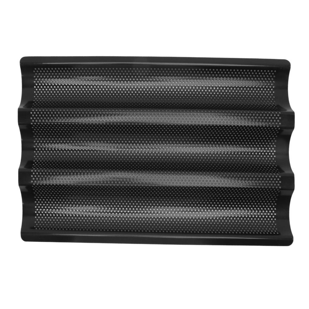 3 Wave Loaves Baguette Pan Stainless Steel French Bread Pan Baguette Baking Pan Baking Loaf Bread чёрный