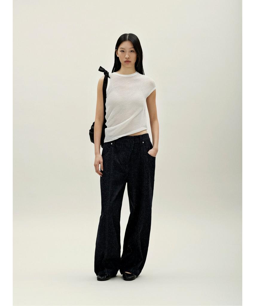 Anggae Unbalanced Twill Knit White