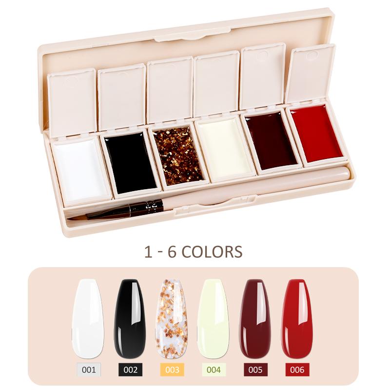 6 In1 Solid Cream Gel Polish Color Mud Gel Solid Gel Polish UV LED Semi-Permanent Canned Gel Paint Nail Art DIY Nail Kit