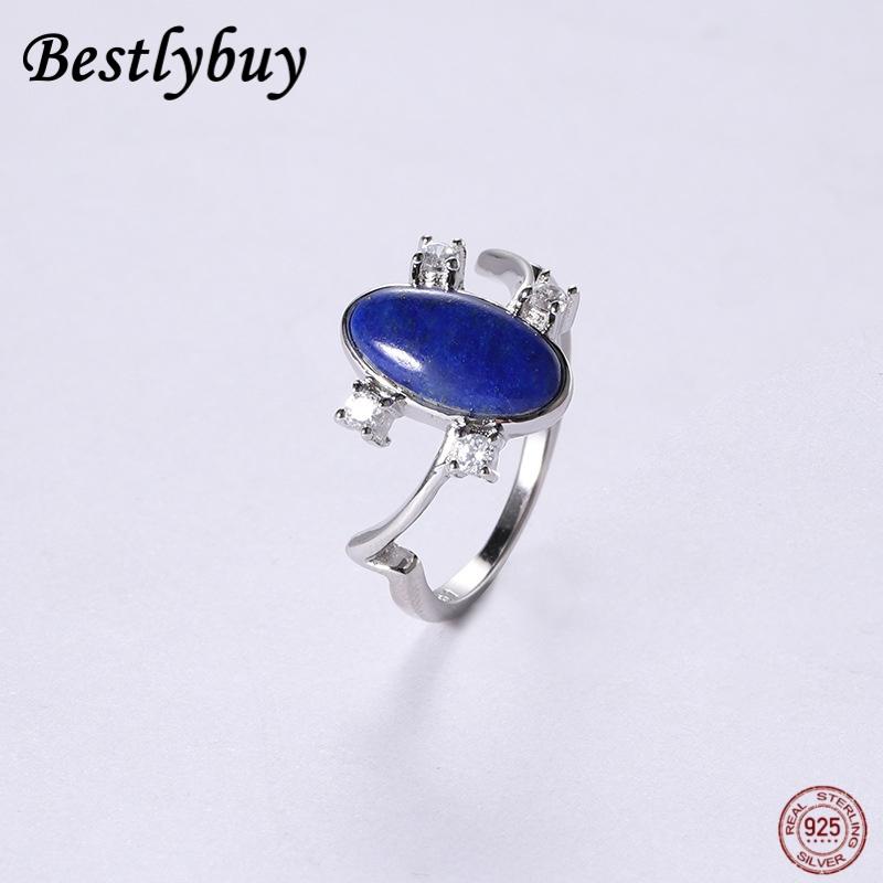 

New 925 Silver Natural Lapis Lazuli Ring Female Vampire Diary Same Style French Jewelry Gift 5