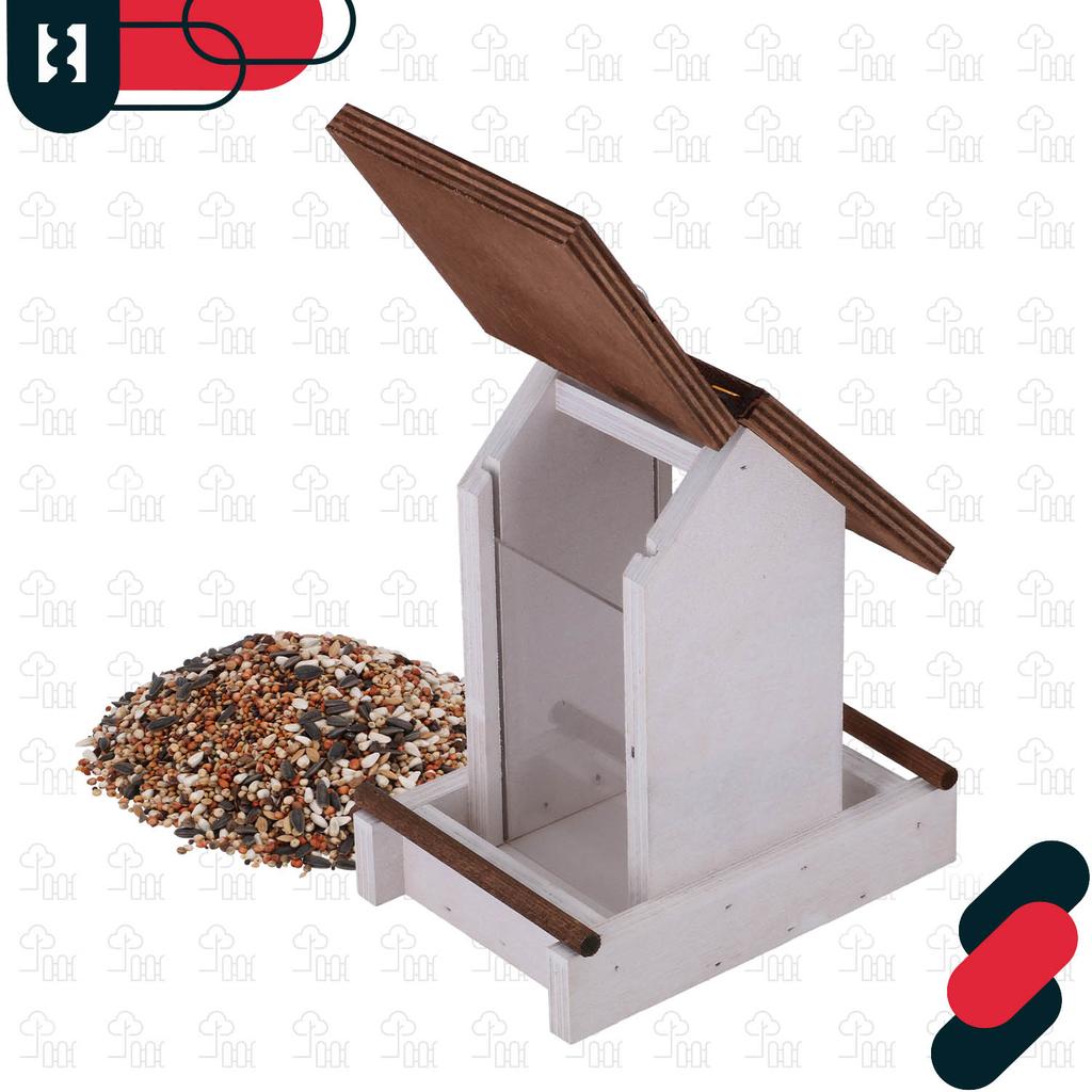 Kotarbau® Suspended Bird Feeder For Balcony Garden Wood White 190 X 130 X 135 Mm + Feed 0.5 Kg