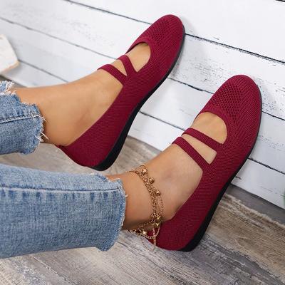 Einfarbige Freizeitschuhe für Damen, bequeme Slipper mit atmungsaktiver weicher Sohle, leichte Low-Top-Strickschuhe