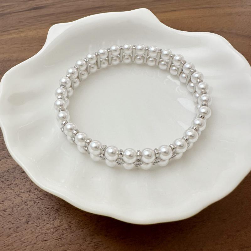 Elegant Double-Layer Imitation Pearl Bracelet - Stylish, Versatile Jewelry for Women