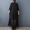 Plus size black cotton vintage floral new in dresses for women casual loose long summer dress