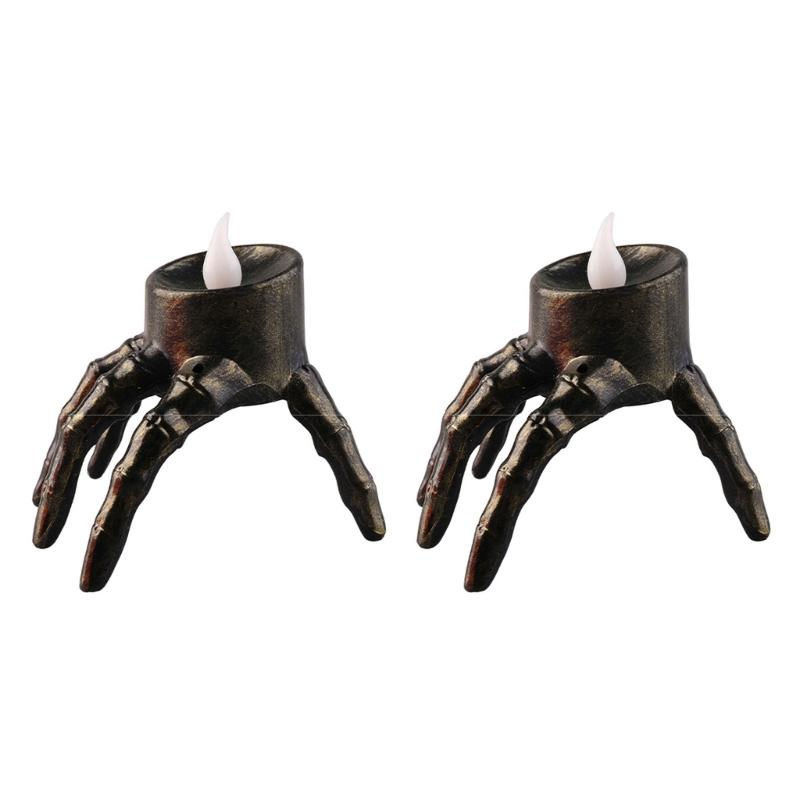 

LED Candle Light Skull Hand Lamp Halloween Party Decoration Safe PVC Design MightlightFor Themed Event And Bedrooms