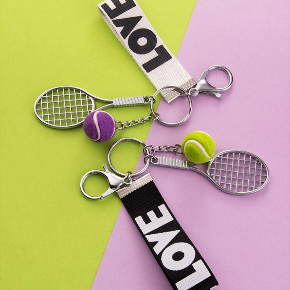 Tennis Racket Tennis Keychain Creative Sports Keyring Tennis Racket Pendant Hanging Accessory