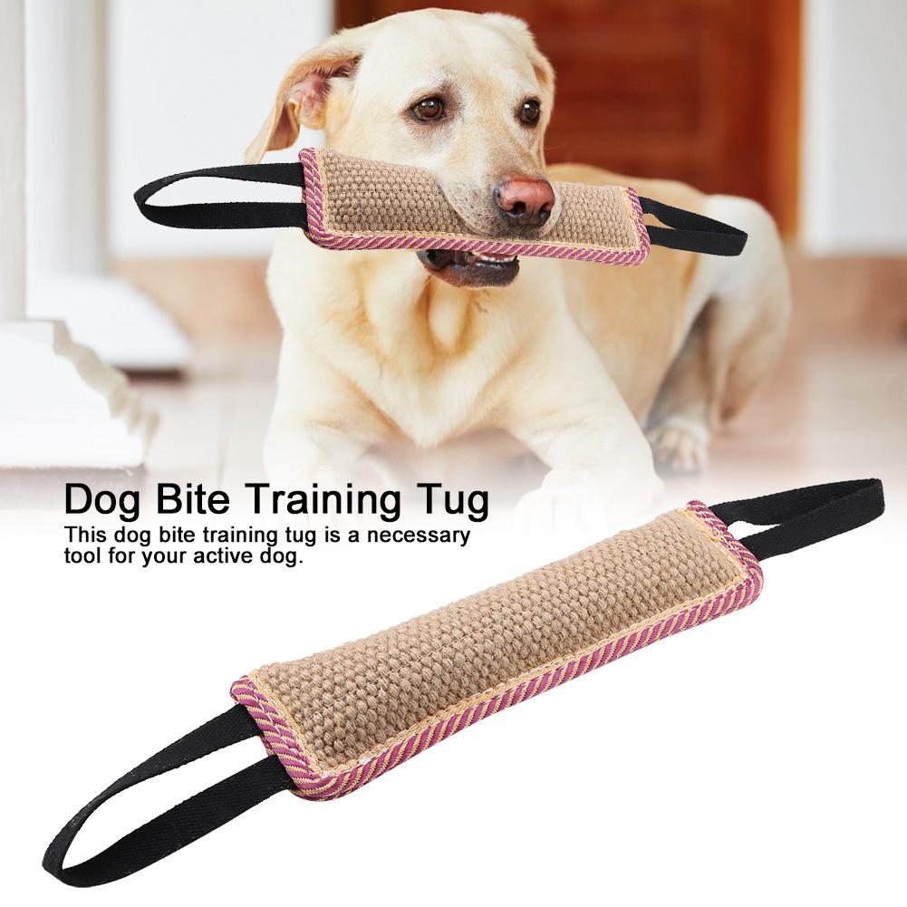 Durable Sackcloth Pet Dog Tear Bite Training Rod Tug with Two Handles
