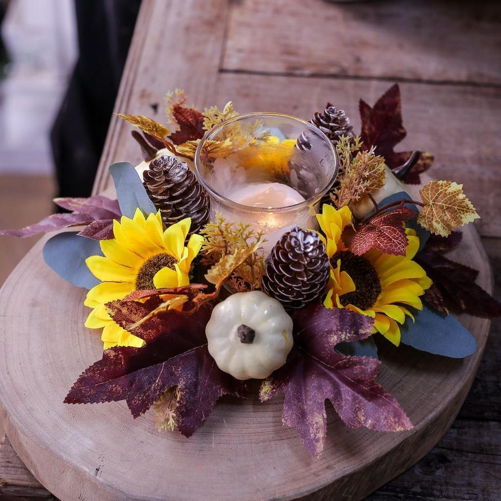 Candle Holder Wreath Decorative Harvest Table Centerpiece Wreath Berry Pinecone Wreath Thanksgiving For Seasonal Holiday Display