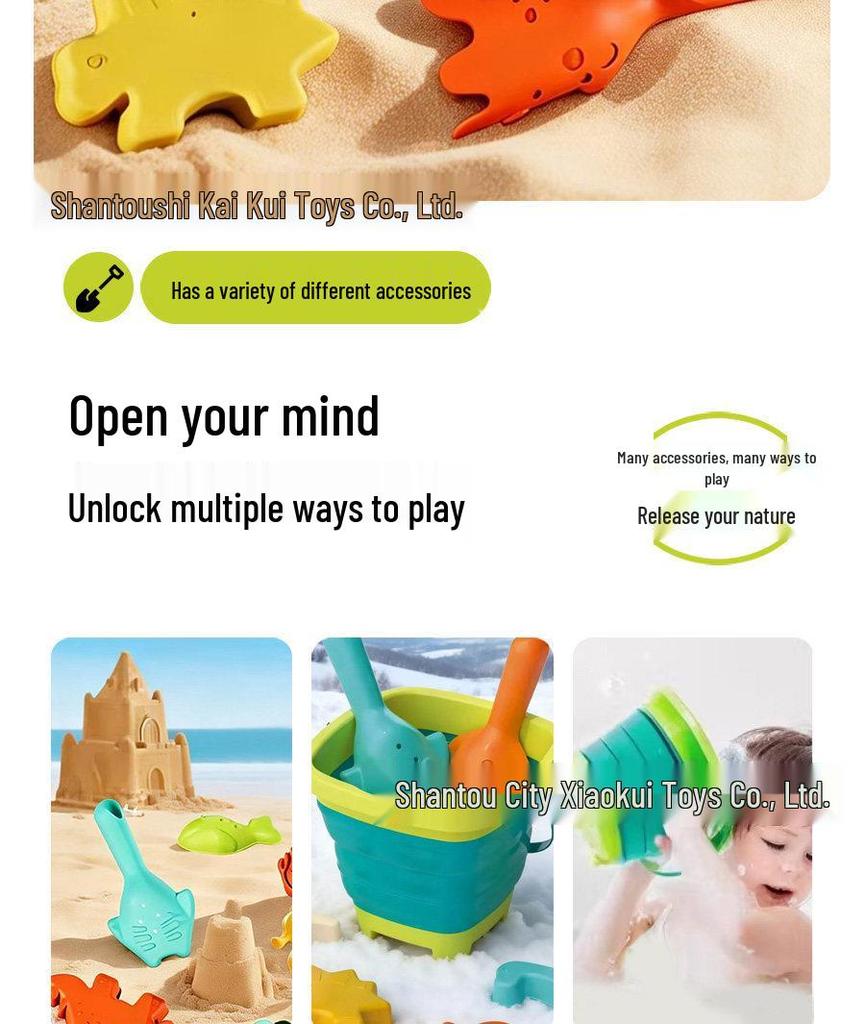 Children's Foldable Beach Toy Set: Bucket, Shovel, Sand Timer, and Digging Tools for Sand and Water Play