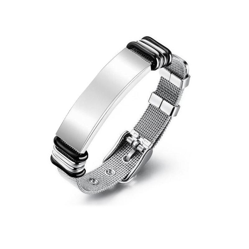 

Мужской трансграничный утолщенный браслет из нержавеющей стали с модным сетчатым ремешком и настраиваемой гравировкой
