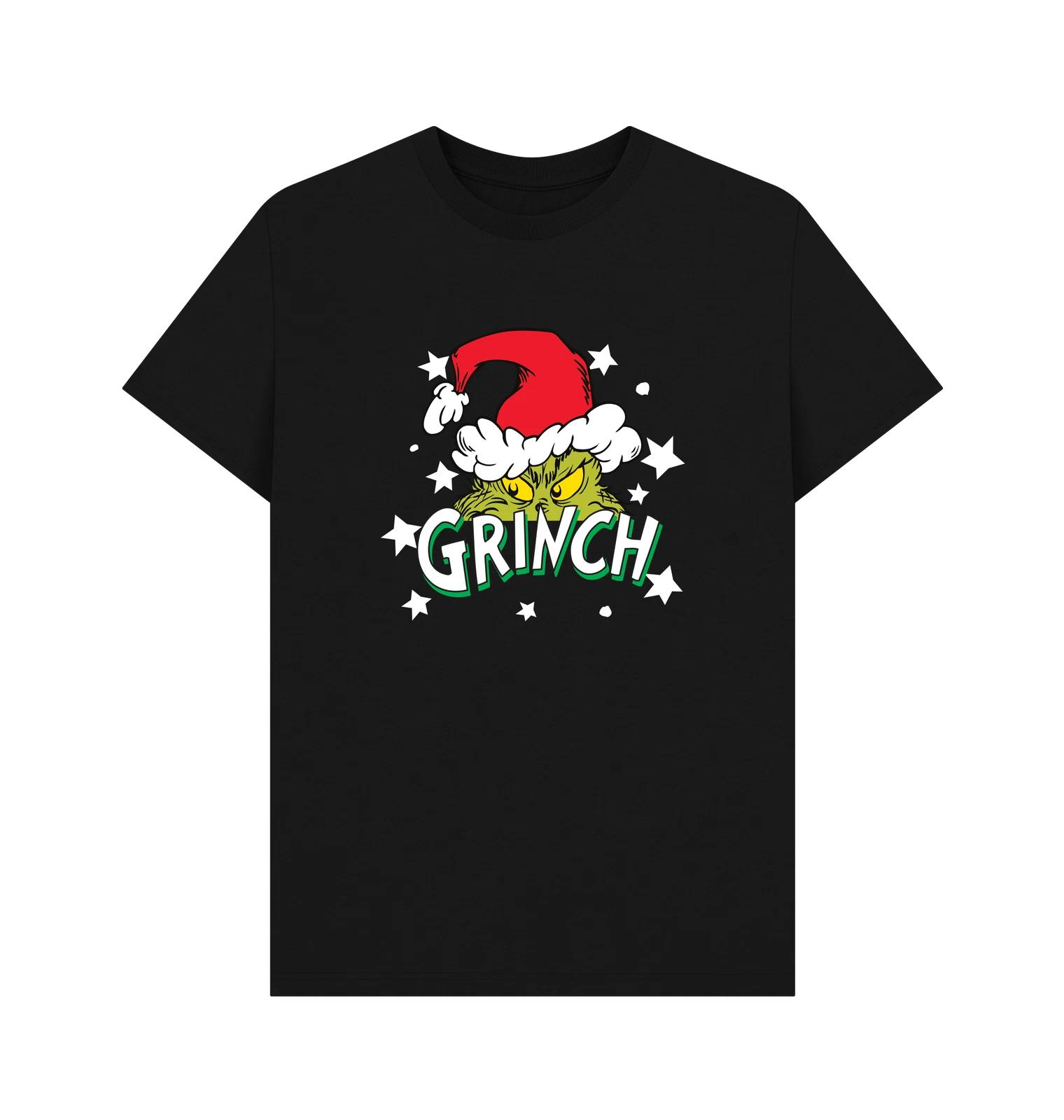 PREMIUM OFFICIAL The Grinch The Grinch Santa Stars Graphic Black T-Shirt S