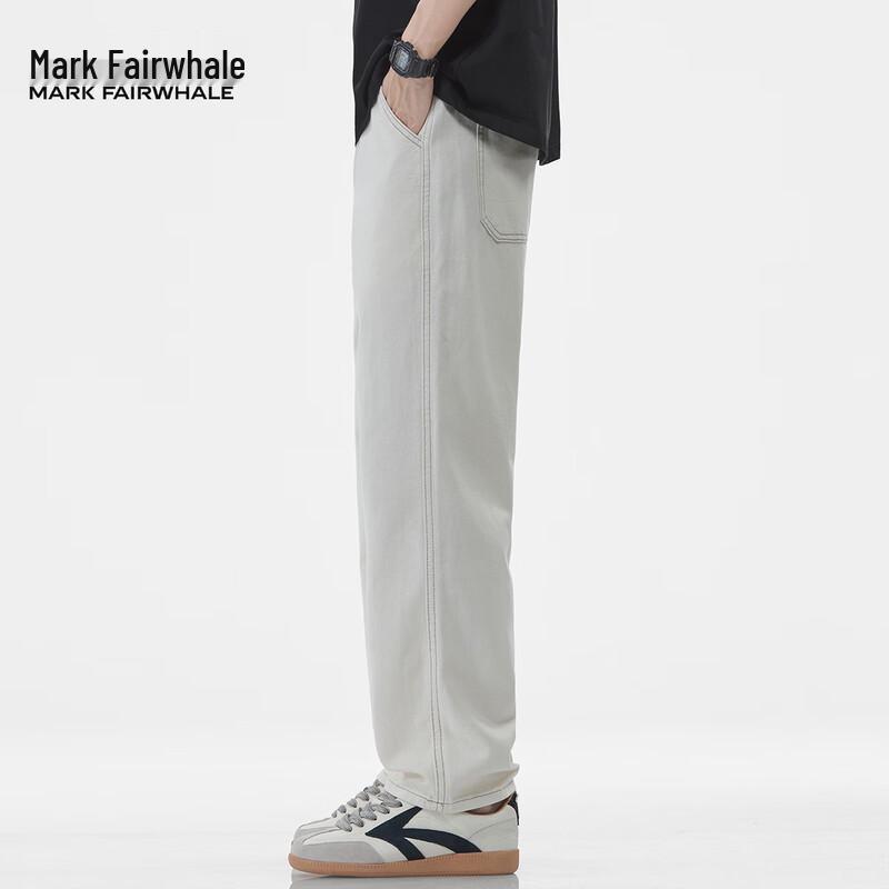 Mark Fairwhale Men's White Straight Loose Jeans