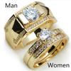 Fashion Couple Rings Romantic Women Rhinestones CZ Rings Set Trendy Men Stainless Steel Zircon Stone Rings Wedding Band Jewelry