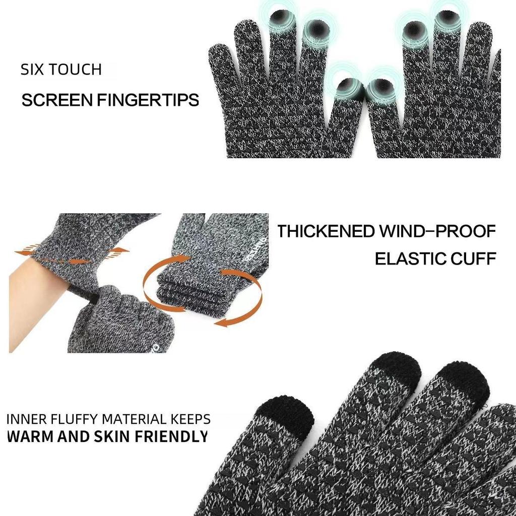 Warme Gestrickte Woll-Touchscreen-Fahrradhandschuhe - Dick, Rutschfest, Verschleißfest, Atmungsaktiv, Winddicht