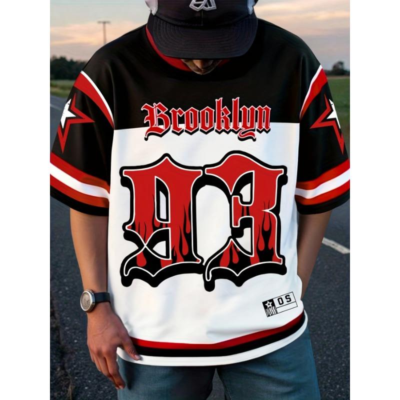 Men s Youth Color Contrast Pattern 3D Printed Short Sleeve Basketball Shirt Style T-shirt Men s Minimalist English Text Pattern Printed T-shirt XL